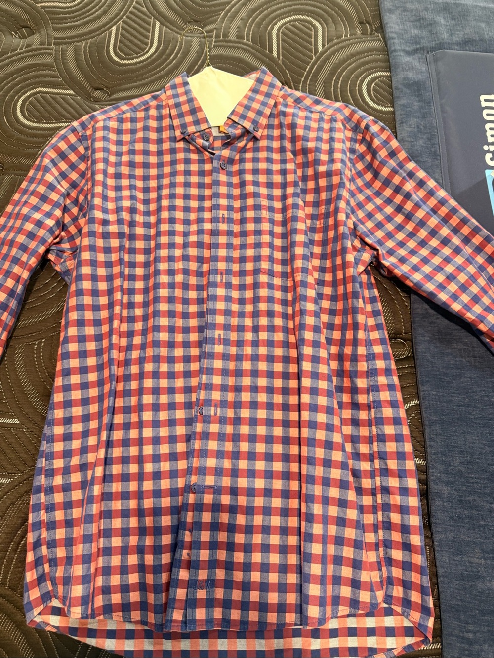 Johnston & Murphy Red and Blue Checked Dress Shirt